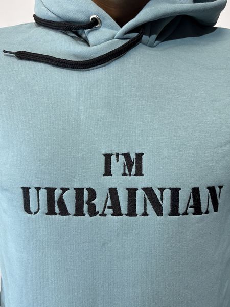Мужская голубая кофта - худые с вышитым принтом "I'M UKRAINIAN" S MM-10 фото