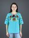 Жіноча блуза вишиванка в кольорі бірюза "Мелодія літа" 40 SS-37 фото 1