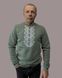 Чоловічий оливковий вишитий світшот з блакитно-білим орнаментом "Божен" S MM-12 фото 1